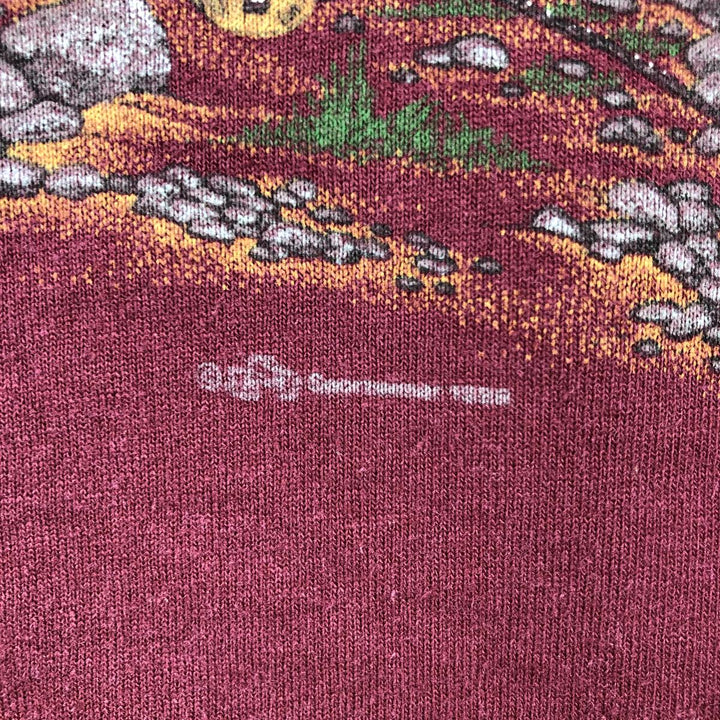 90'S Cotton Grove Dog Print Camo Pattern Animal T-Shirt, Made in USA, Men's Size L (Equivalent), Vintage cotton wine-red Vintage Second Hand