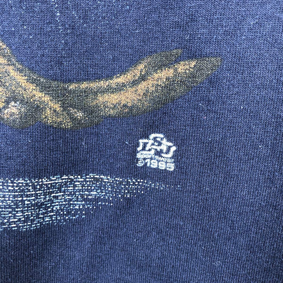 COTTON GROVE Eagle Pattern Animal T-Shirt, Made in USA, Men's Size M (approx.) cotton navy blue type Vintage Second Hand