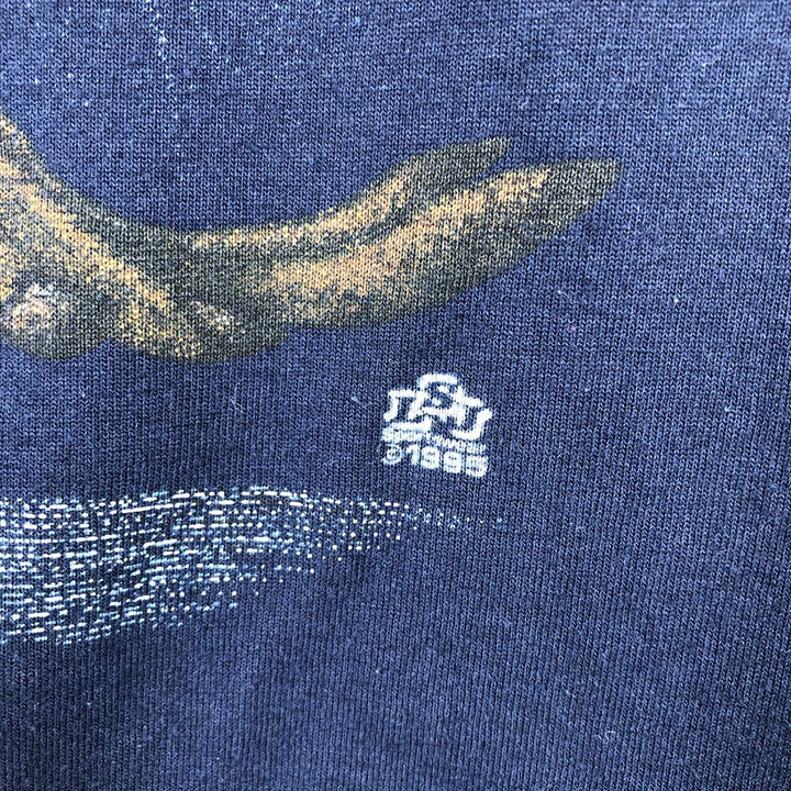 COTTON GROVE Eagle Pattern Animal T-Shirt, Made in USA, Men's Size M (approx.) cotton navy blue type Vintage Second Hand