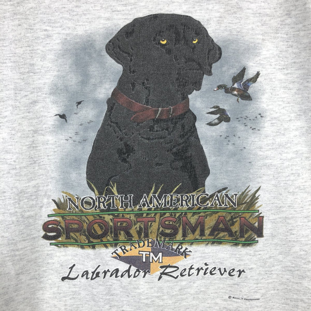 Stadium Court Dog Print Animal T-Shirt, Made in USA, Men's XL Equivalent cotton gray type Vintage Second Hand