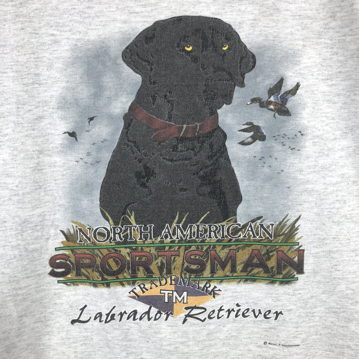 Stadium Court Dog Print Animal T-Shirt, Made in USA, Men's XL Equivalent cotton gray type Vintage Second Hand
