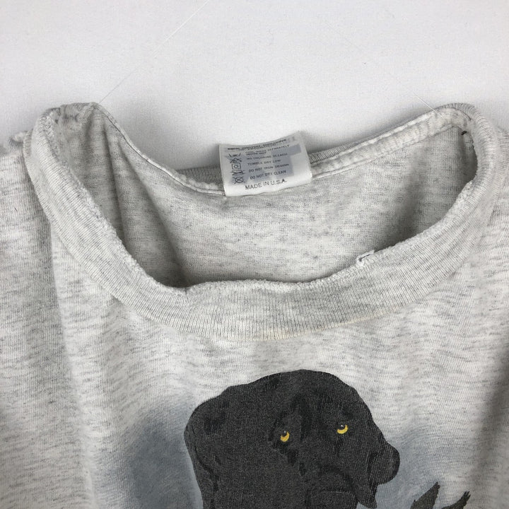 Stadium Court Dog Print Animal T-Shirt, Made in USA, Men's XL Equivalent cotton gray type Vintage Second Hand
