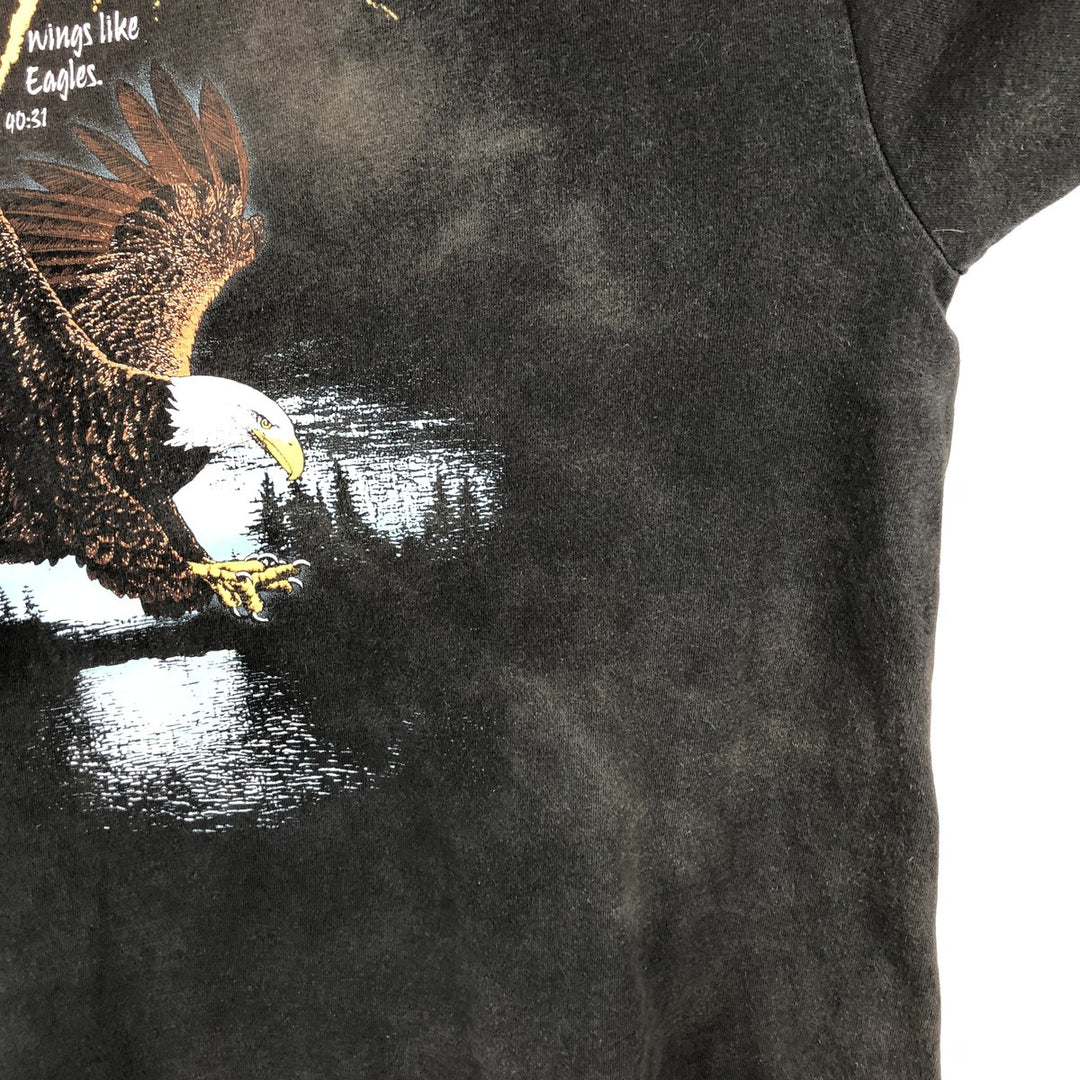 90'S Delta (DELTA) Eagle Pattern Animal T-Shirt, Made in USA, Men's XXL equivalent, Vintage cotton black type Vintage Second Hand