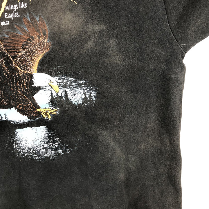 90'S Delta (DELTA) Eagle Pattern Animal T-Shirt, Made in USA, Men's XXL equivalent, Vintage cotton black type Vintage Second Hand