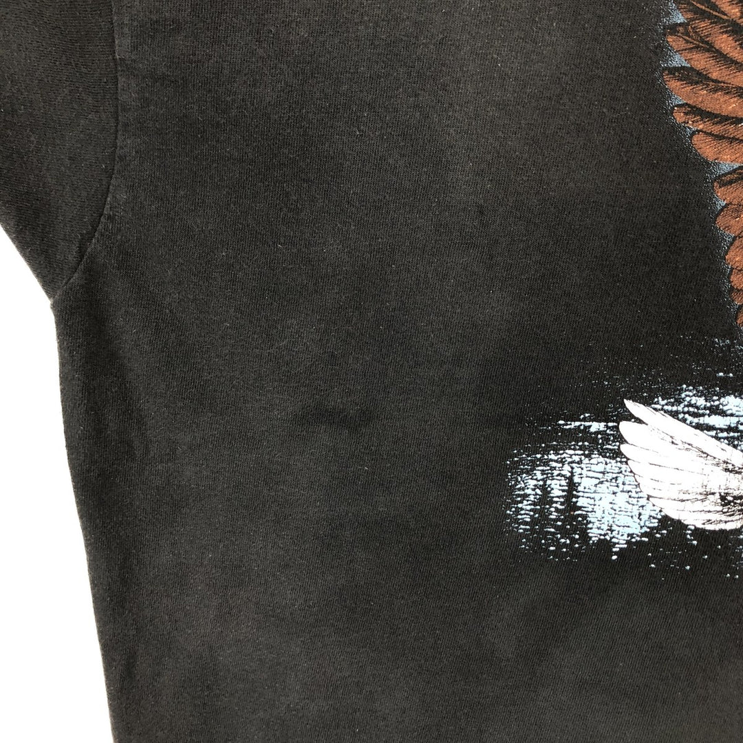 90'S Delta (DELTA) Eagle Pattern Animal T-Shirt, Made in USA, Men's XXL equivalent, Vintage cotton black type Vintage Second Hand