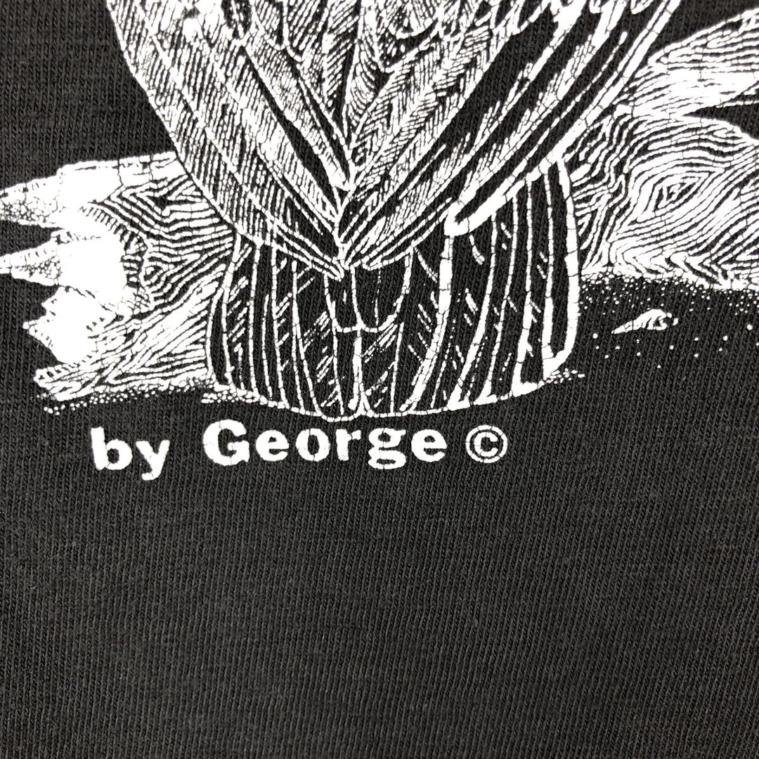 90'S ONEITA POWER-T Pelican Pattern Animal T-Shirt, Made in USA, Men's Size L (Equivalent), Vintage cotton black type Vintage Second Hand