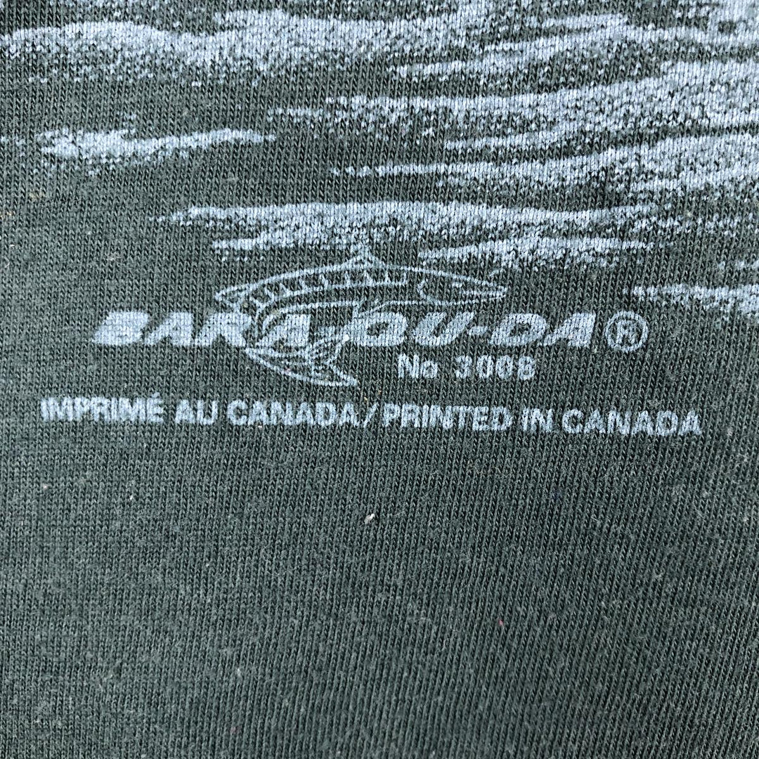 90'S BARA-QU-DA Camo Pattern Animal T-Shirt, Made in Canada, Men's Size L (approx.), Vintage cotton green type Vintage Second Hand