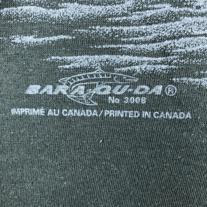 90'S BARA-QU-DA Camo Pattern Animal T-Shirt, Made in Canada, Men's Size L (approx.), Vintage cotton green type Vintage Second Hand