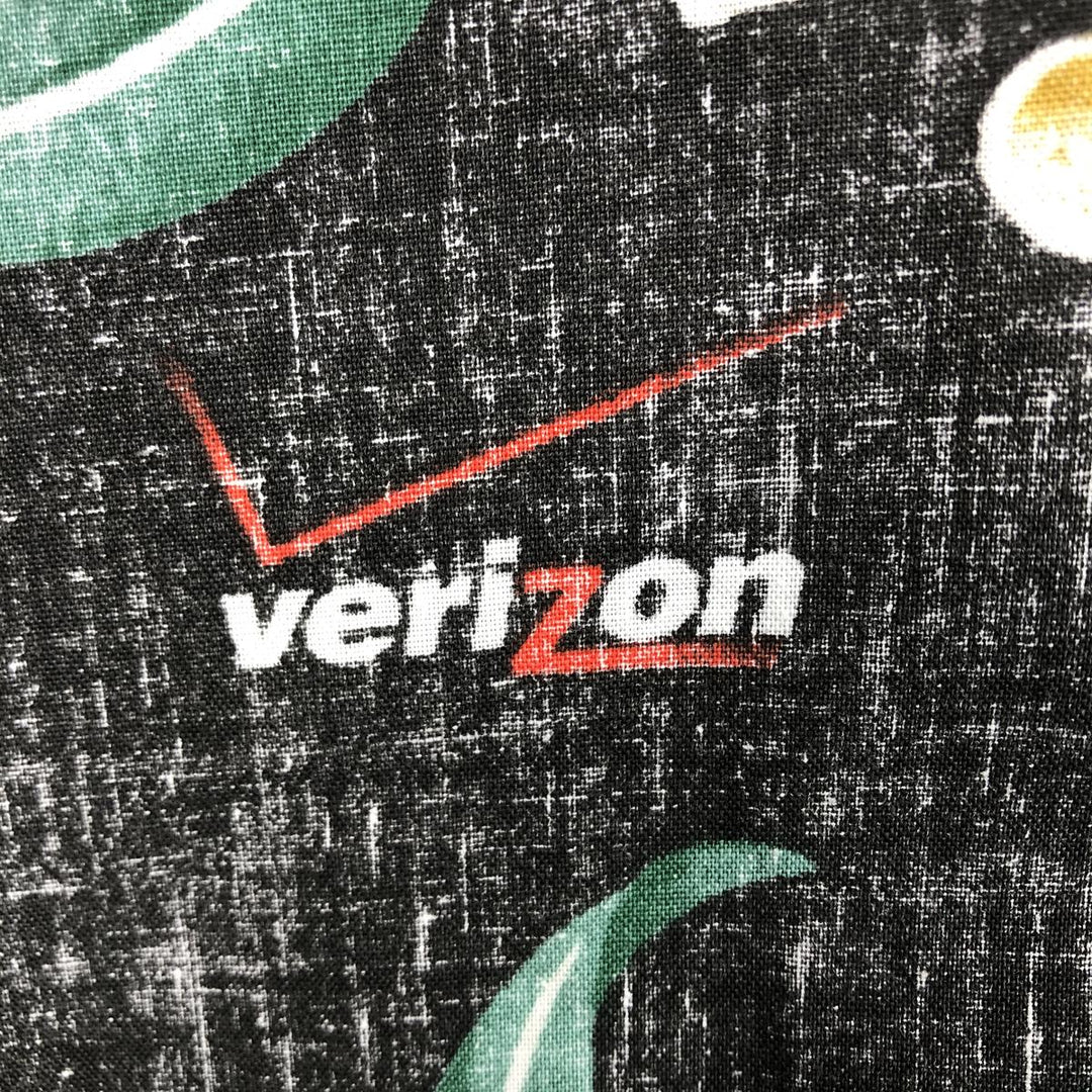 90'S Reyn Spooner swimwear tag, all-over print, open collar, Verizon Hawaiian Aloha shirt, men's size XL equivalent. cotton black type Vintage Second Hand