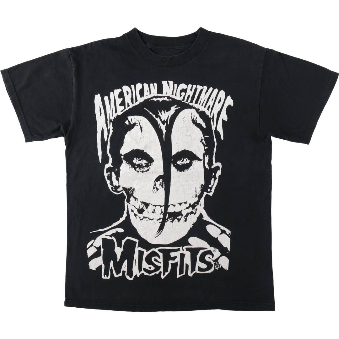 MISFITS Skull Pattern Band T-shirt, Men's M size cotton black type Vintage Second Hand