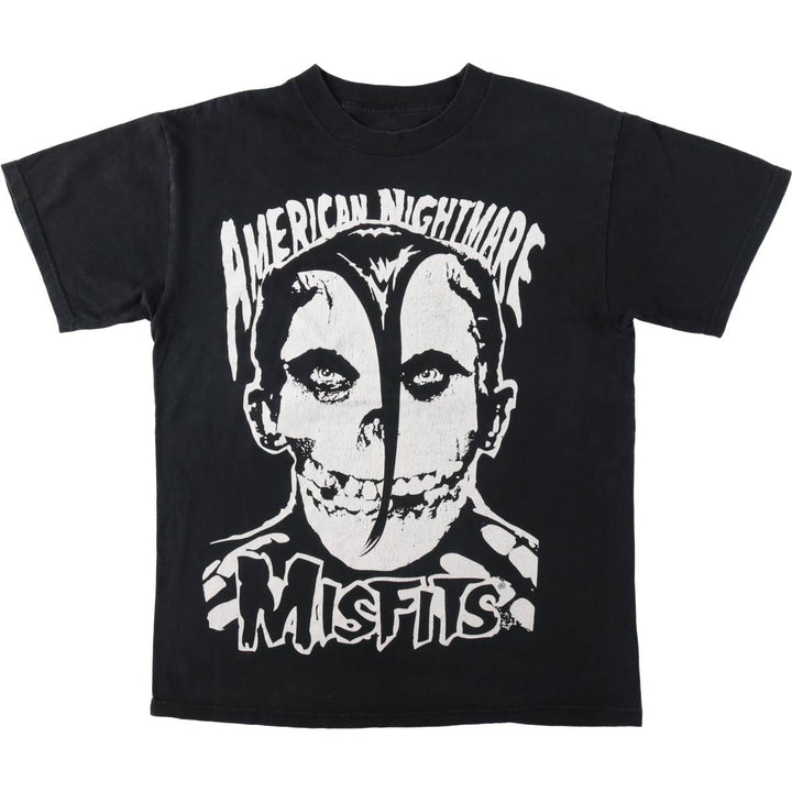 MISFITS Skull Pattern Band T-shirt, Men's M size cotton black type Vintage Second Hand