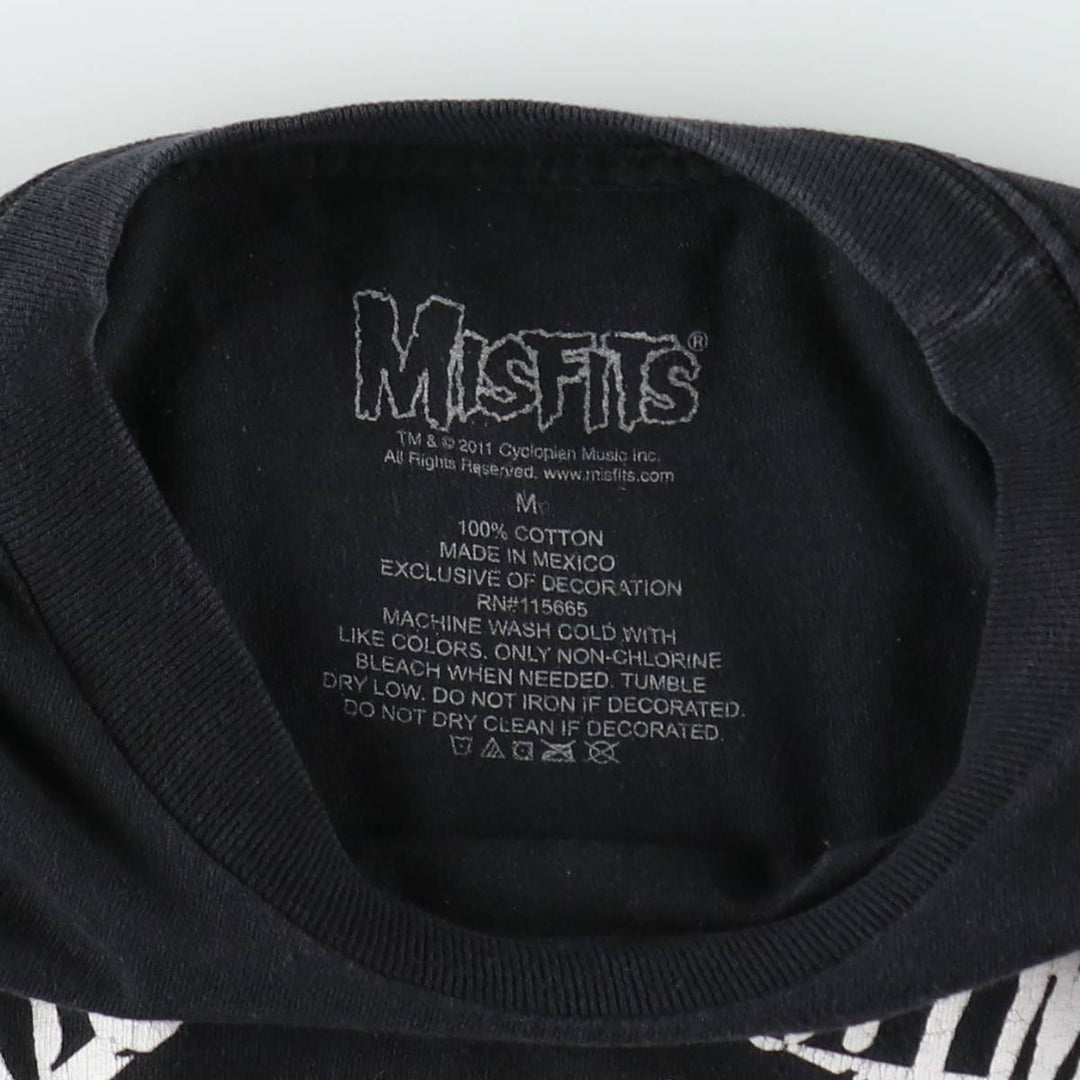 MISFITS Skull Pattern Band T-shirt, Men's M size cotton black type Vintage Second Hand