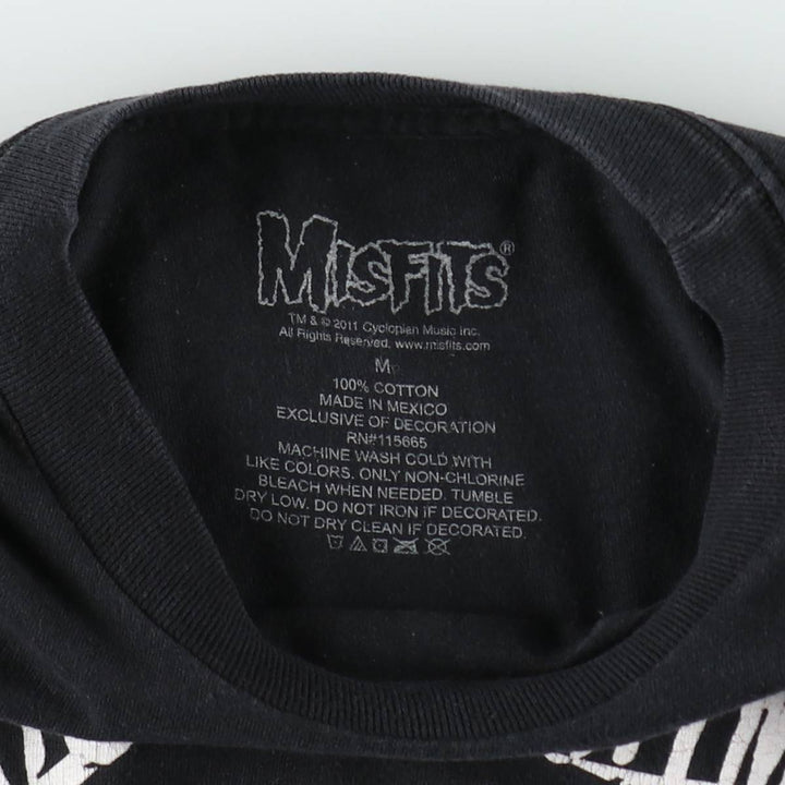 MISFITS Skull Pattern Band T-shirt, Men's M size cotton black type Vintage Second Hand