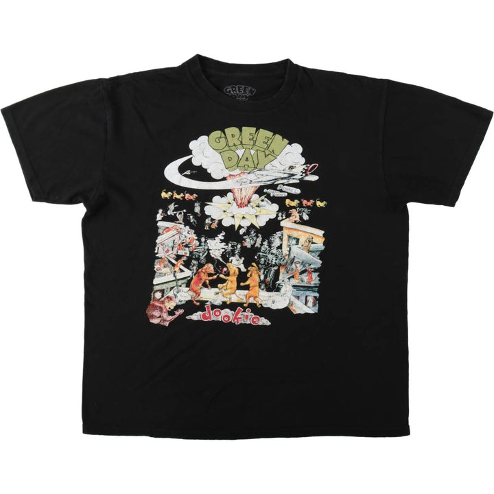 GREEN DAY Green Day Band T-shirt Band T Men's L size cotton black type Vintage Second Hand