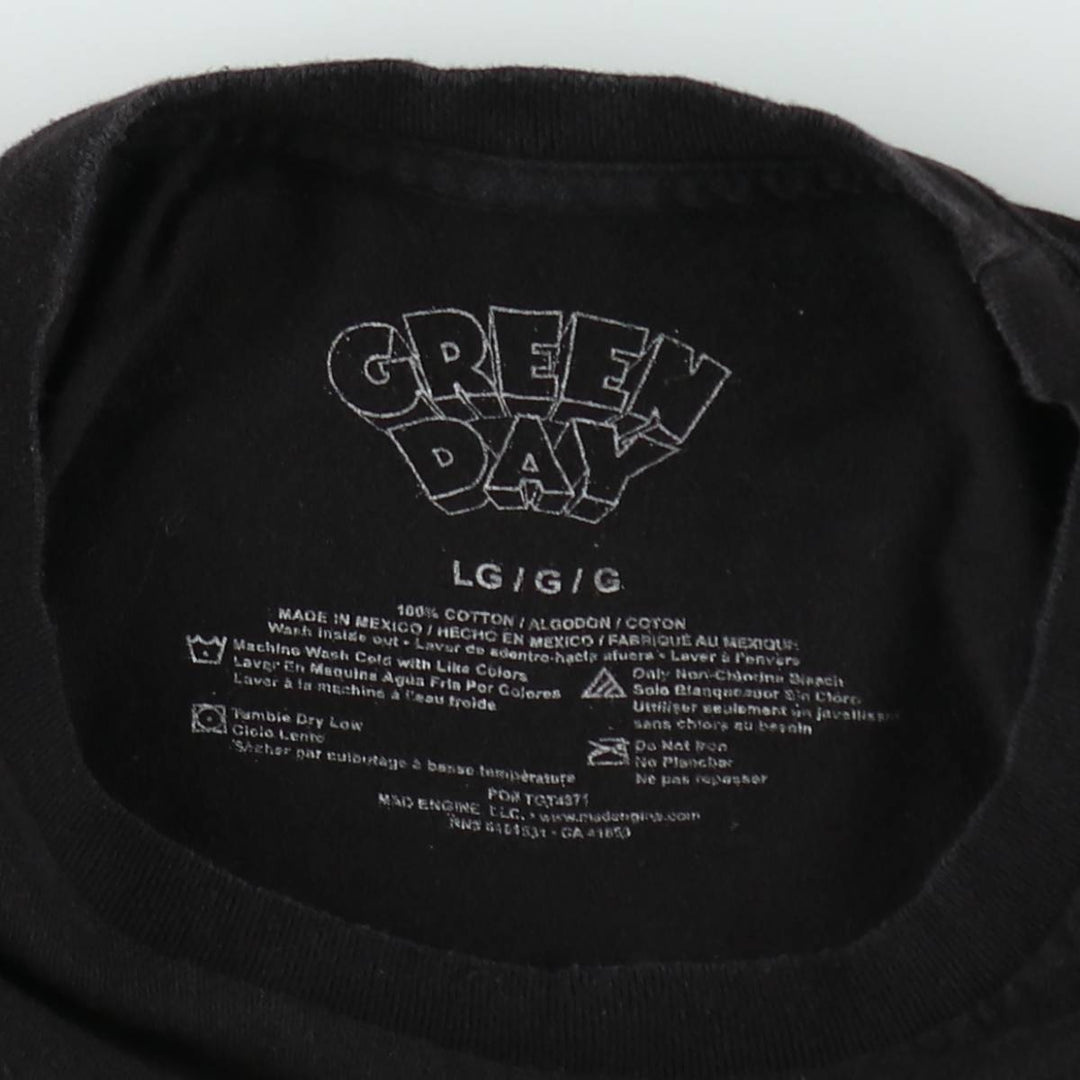 GREEN DAY Green Day Band T-shirt Band T Men's L size cotton black type Vintage Second Hand