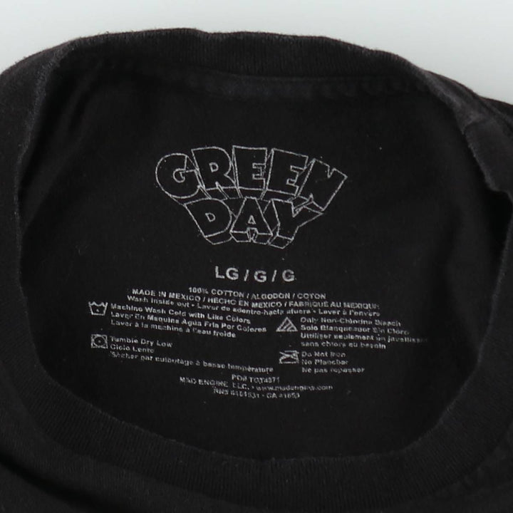 GREEN DAY Green Day Band T-shirt Band T Men's L size cotton black type Vintage Second Hand