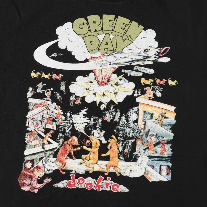 GREEN DAY Green Day Band T-shirt Band T Men's L size cotton black type Vintage Second Hand