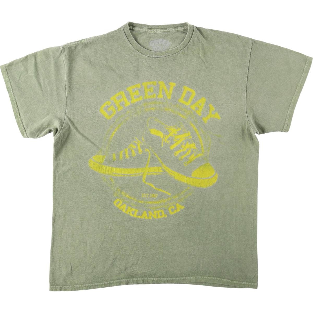 GREEN DAY Green Day Band T-shirt Band T Men's L size unclear green type Vintage Second Hand
