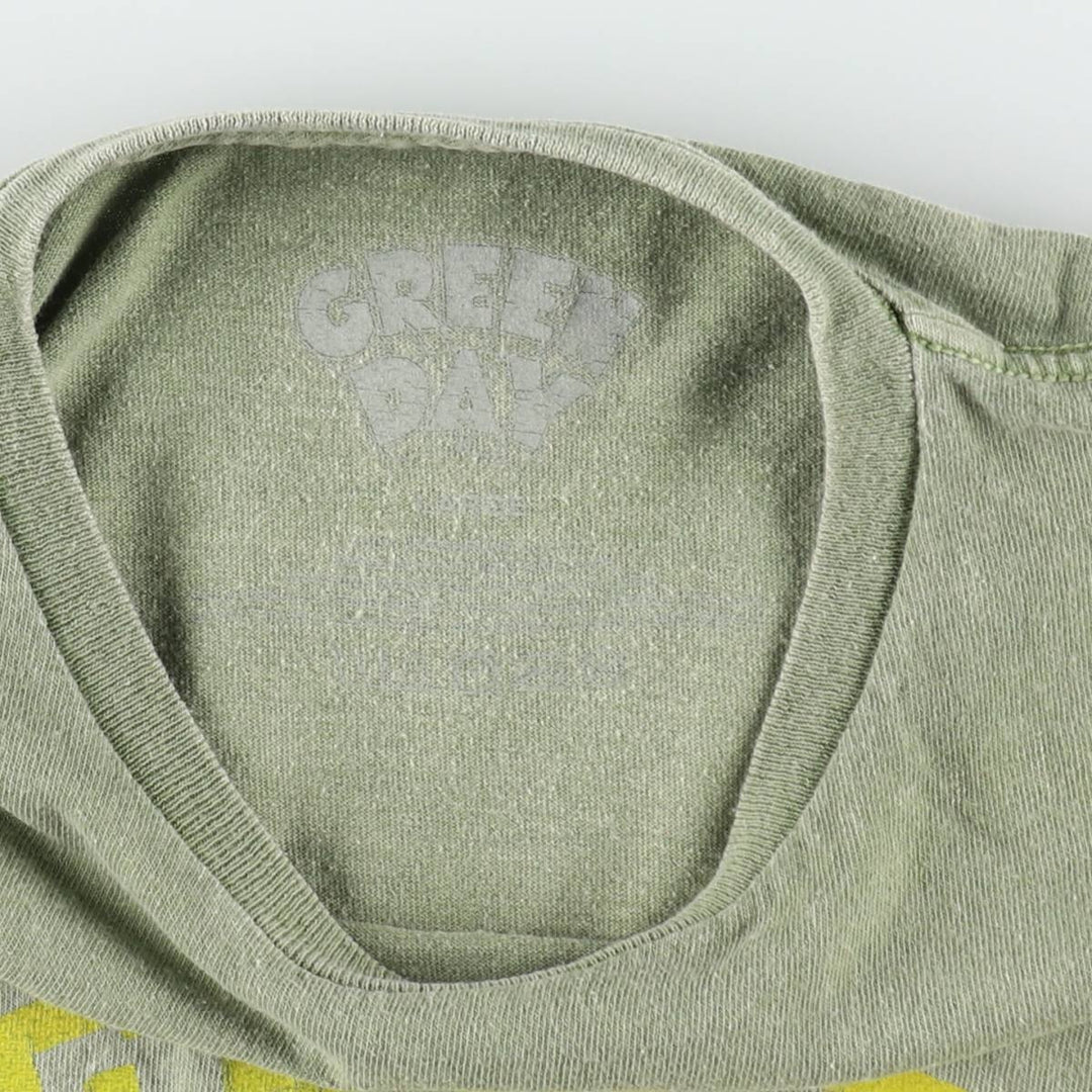 GREEN DAY Green Day Band T-shirt Band T Men's L size unclear green type Vintage Second Hand