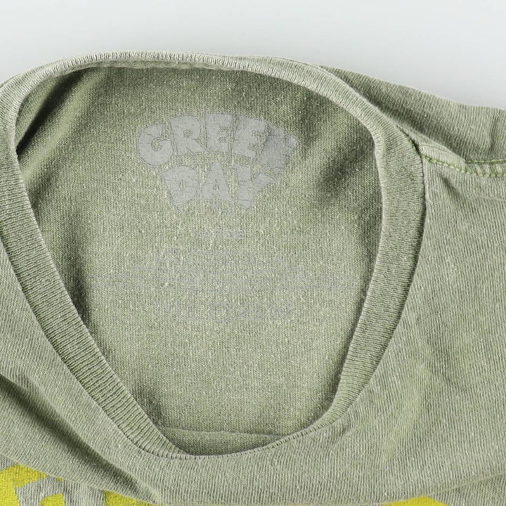 GREEN DAY Green Day Band T-shirt Band T Men's L size unclear green type Vintage Second Hand