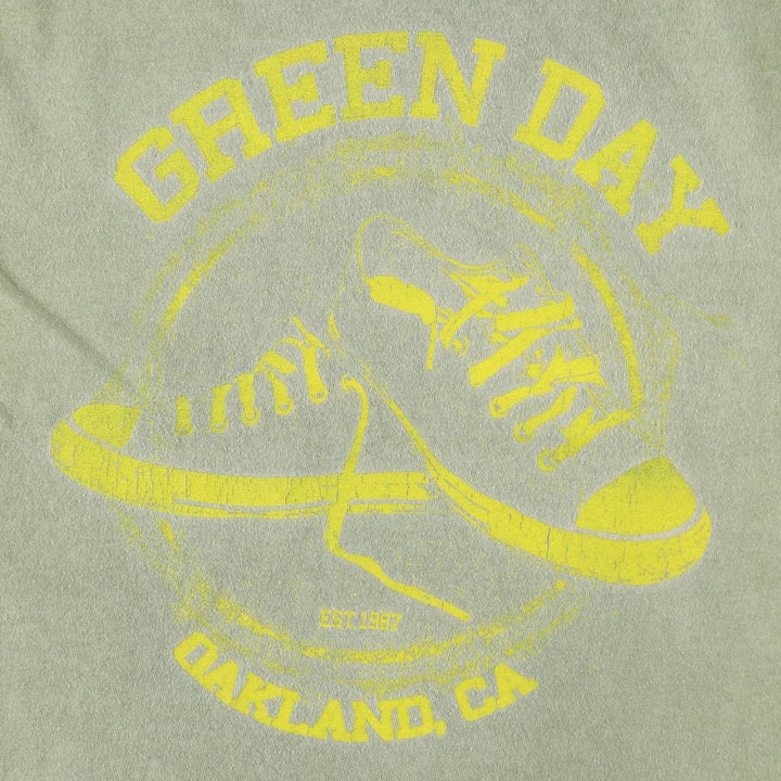GREEN DAY Green Day Band T-shirt Band T Men's L size unclear green type Vintage Second Hand