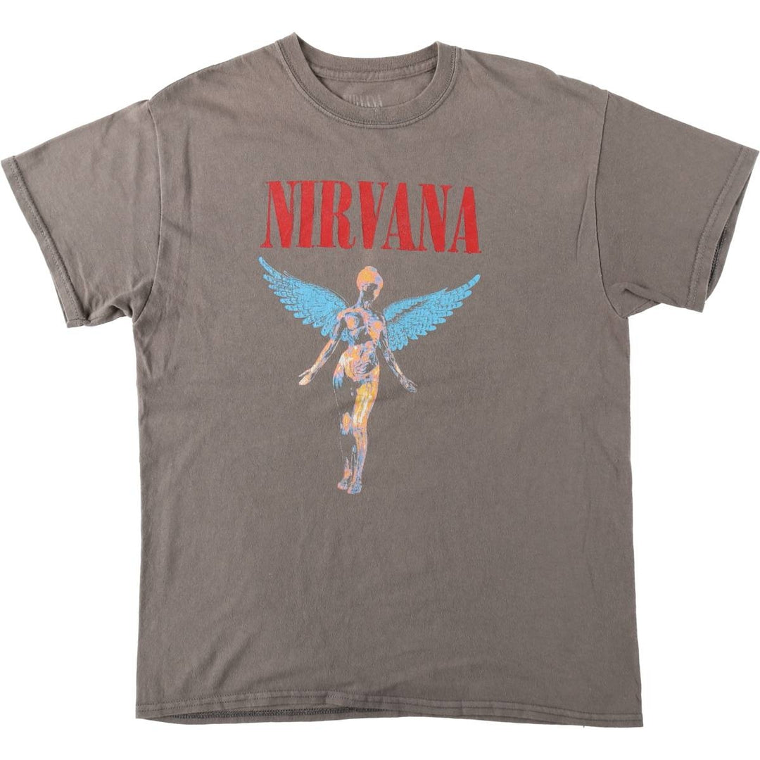 NIRVANA Nirvana Band T-shirt, Band T, Men's M size cotton Khaki type brown Vintage Second Hand