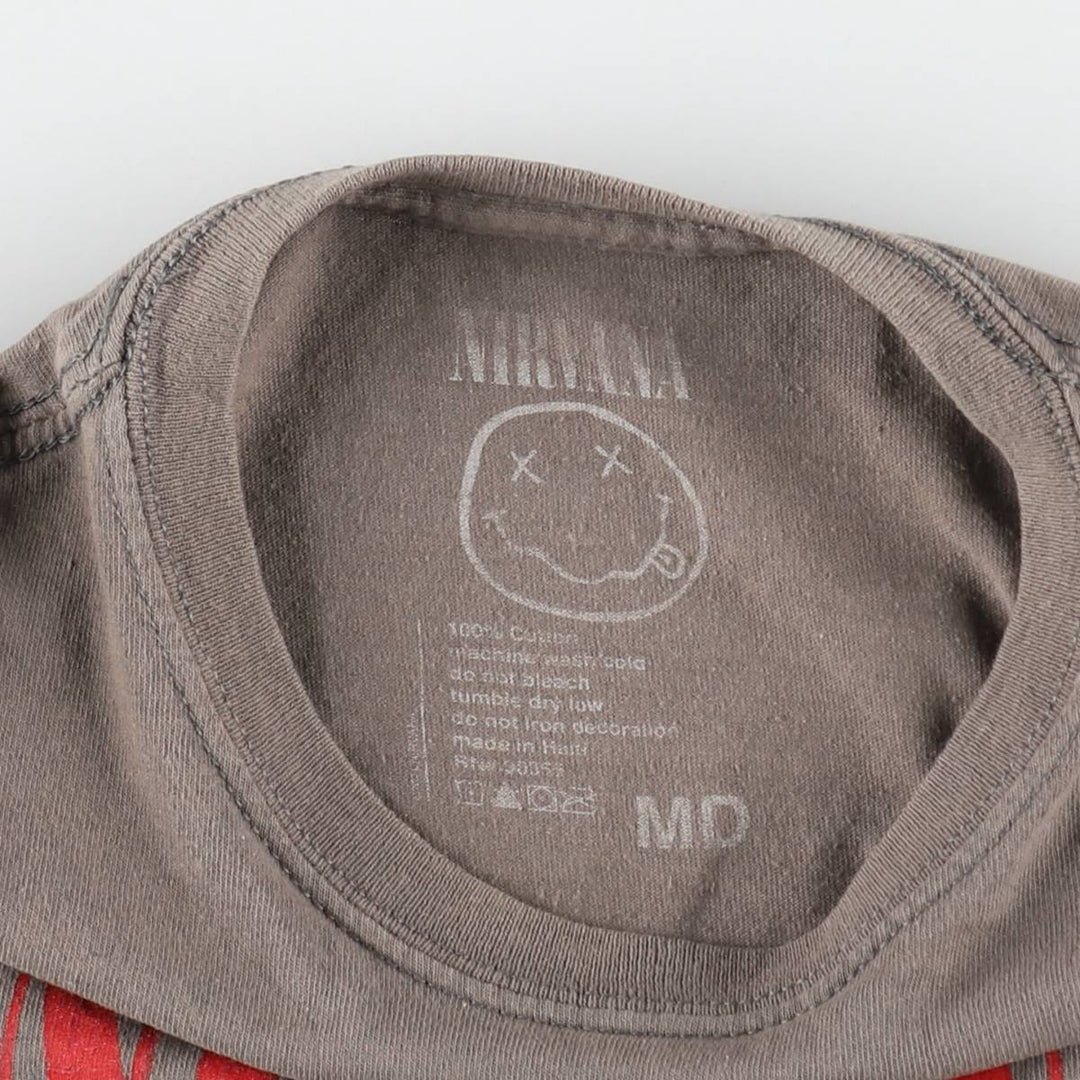 NIRVANA Nirvana Band T-shirt, Band T, Men's M size cotton Khaki type brown Vintage Second Hand