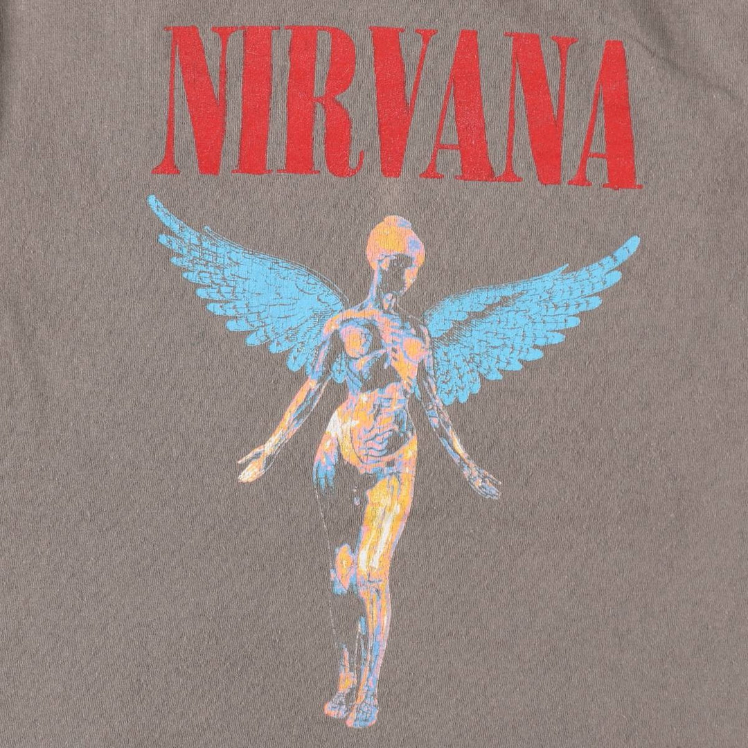 NIRVANA Nirvana Band T-shirt, Band T, Men's M size cotton Khaki type brown Vintage Second Hand
