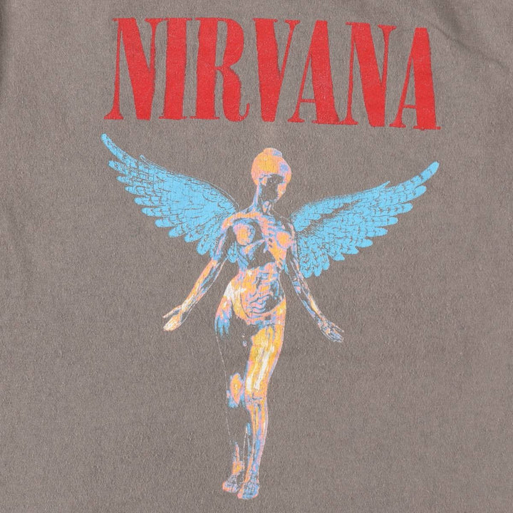 NIRVANA Nirvana Band T-shirt, Band T, Men's M size cotton Khaki type brown Vintage Second Hand