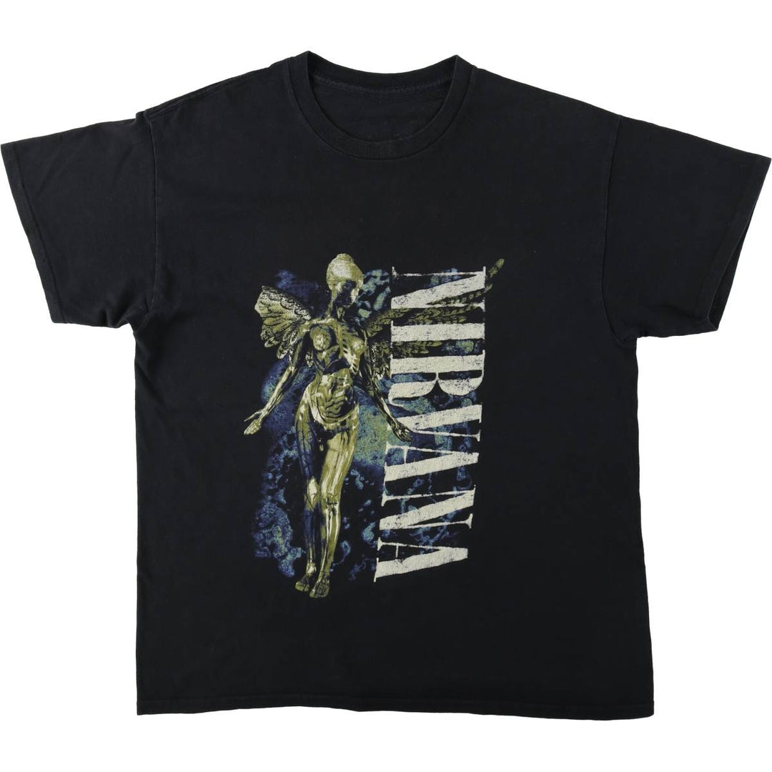 NIRVANA Nirvana Band T-shirt, Band T, Men's L size unclear black type Vintage Second Hand