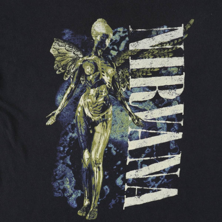 NIRVANA Nirvana Band T-shirt, Band T, Men's L size unclear black type Vintage Second Hand
