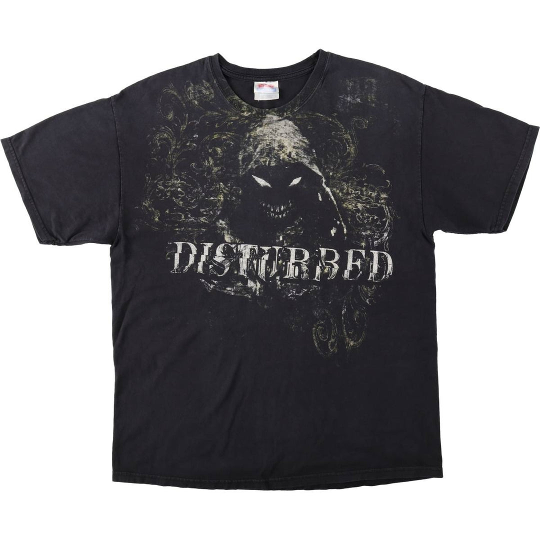 Hanes DISRURBED Band T-shirt, Men's Size L (approx.) cotton black type Vintage Second Hand