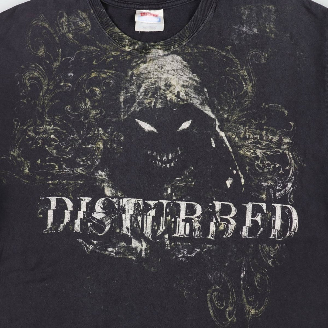 Hanes DISRURBED Band T-shirt, Men's Size L (approx.) cotton black type Vintage Second Hand