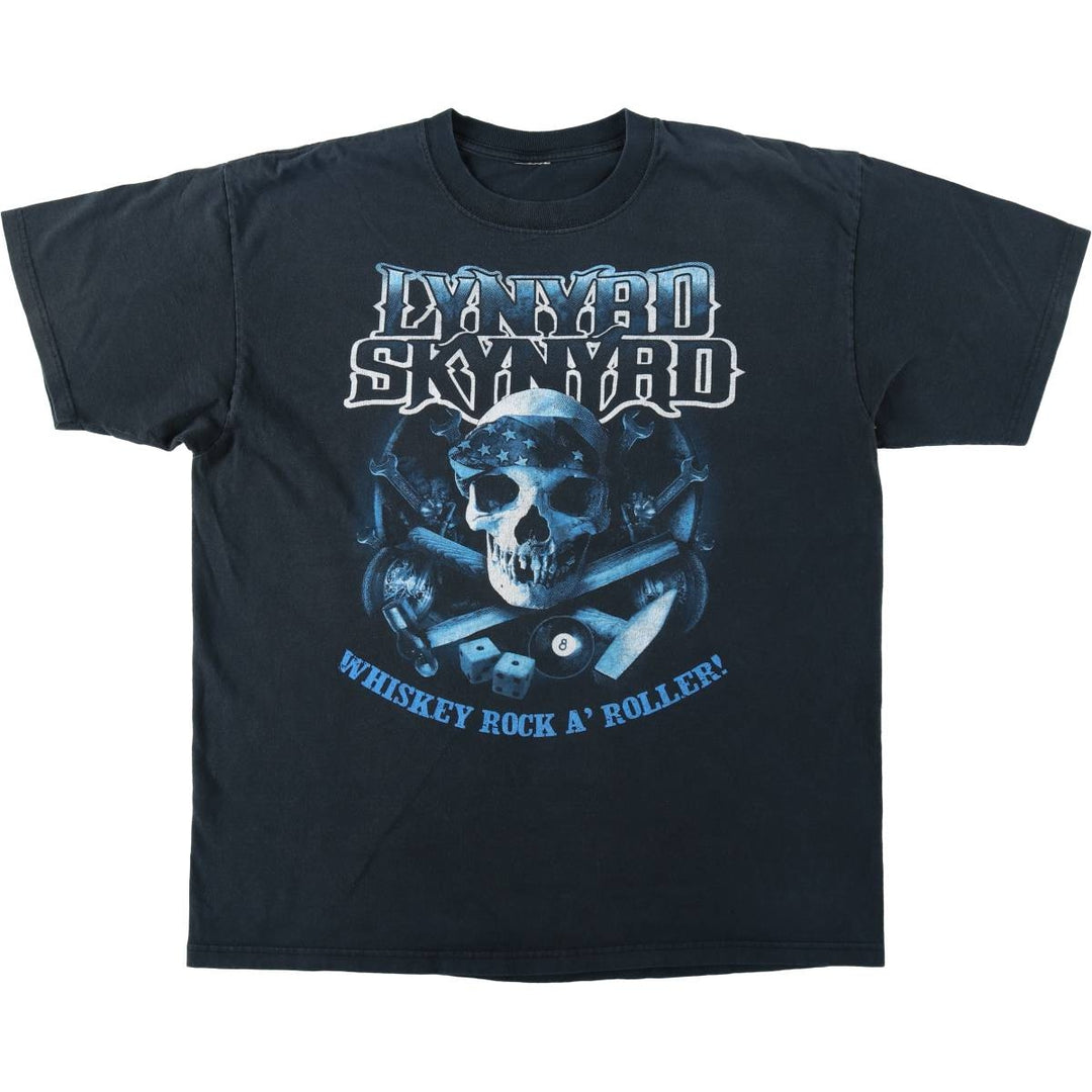 2000'S Lynyrd Skynyrd band t-shirt, skull pattern, eagle pattern, men's size L. unclear black type Vintage Second Hand
