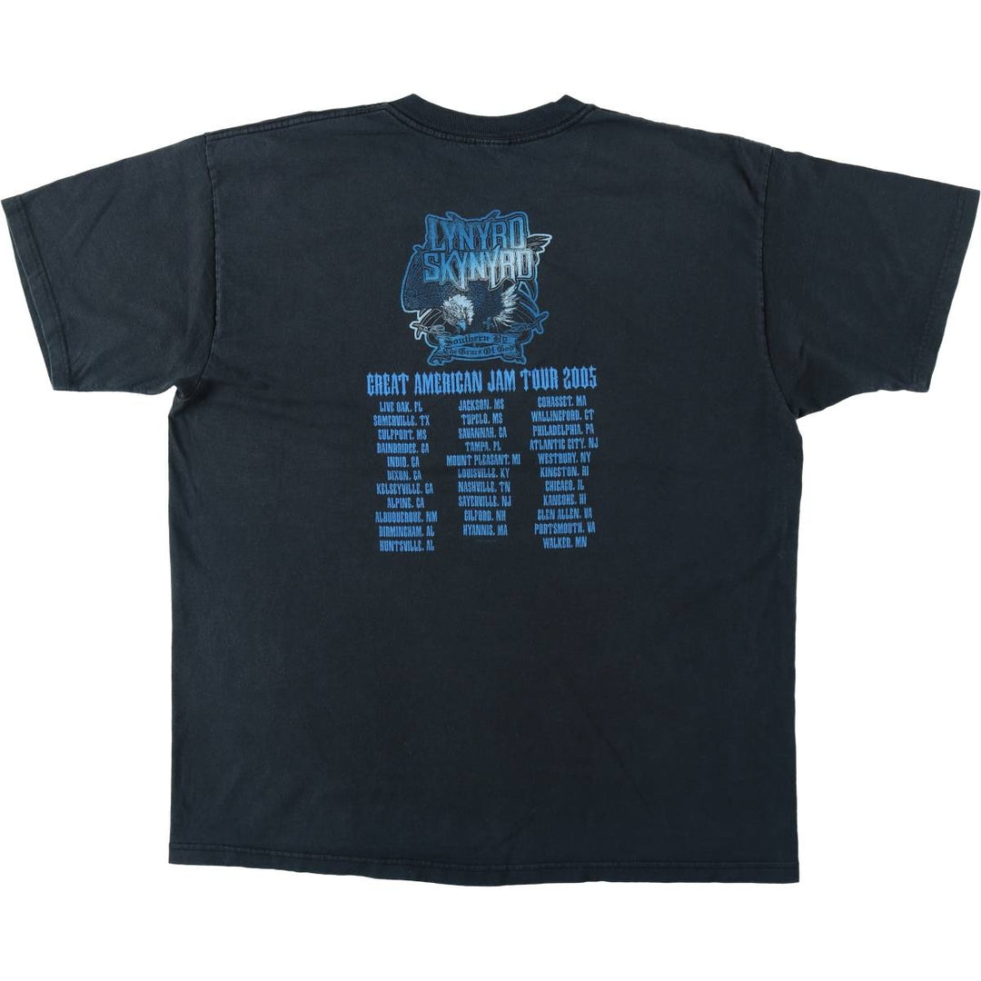2000'S Lynyrd Skynyrd band t-shirt, skull pattern, eagle pattern, men's size L. unclear black type Vintage Second Hand