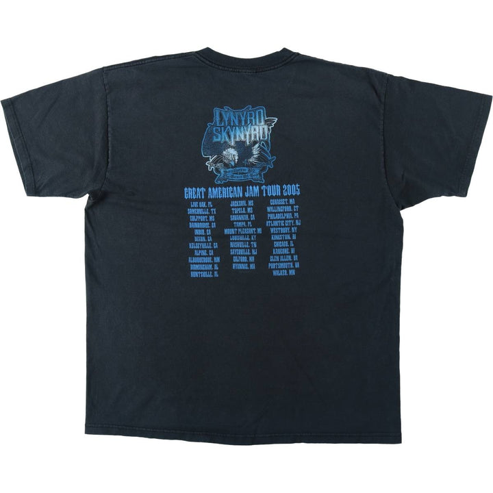 2000'S Lynyrd Skynyrd band t-shirt, skull pattern, eagle pattern, men's size L. unclear black type Vintage Second Hand