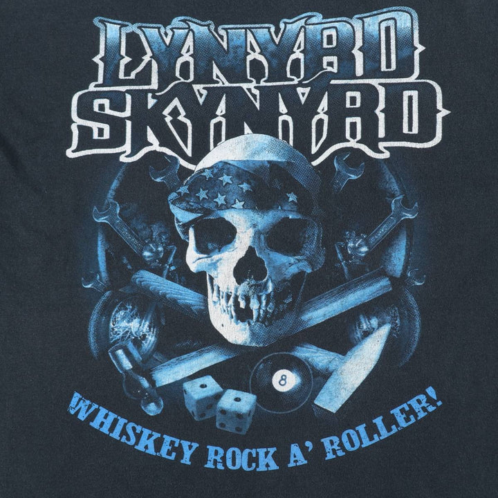 2000'S Lynyrd Skynyrd band t-shirt, skull pattern, eagle pattern, men's size L. unclear black type Vintage Second Hand