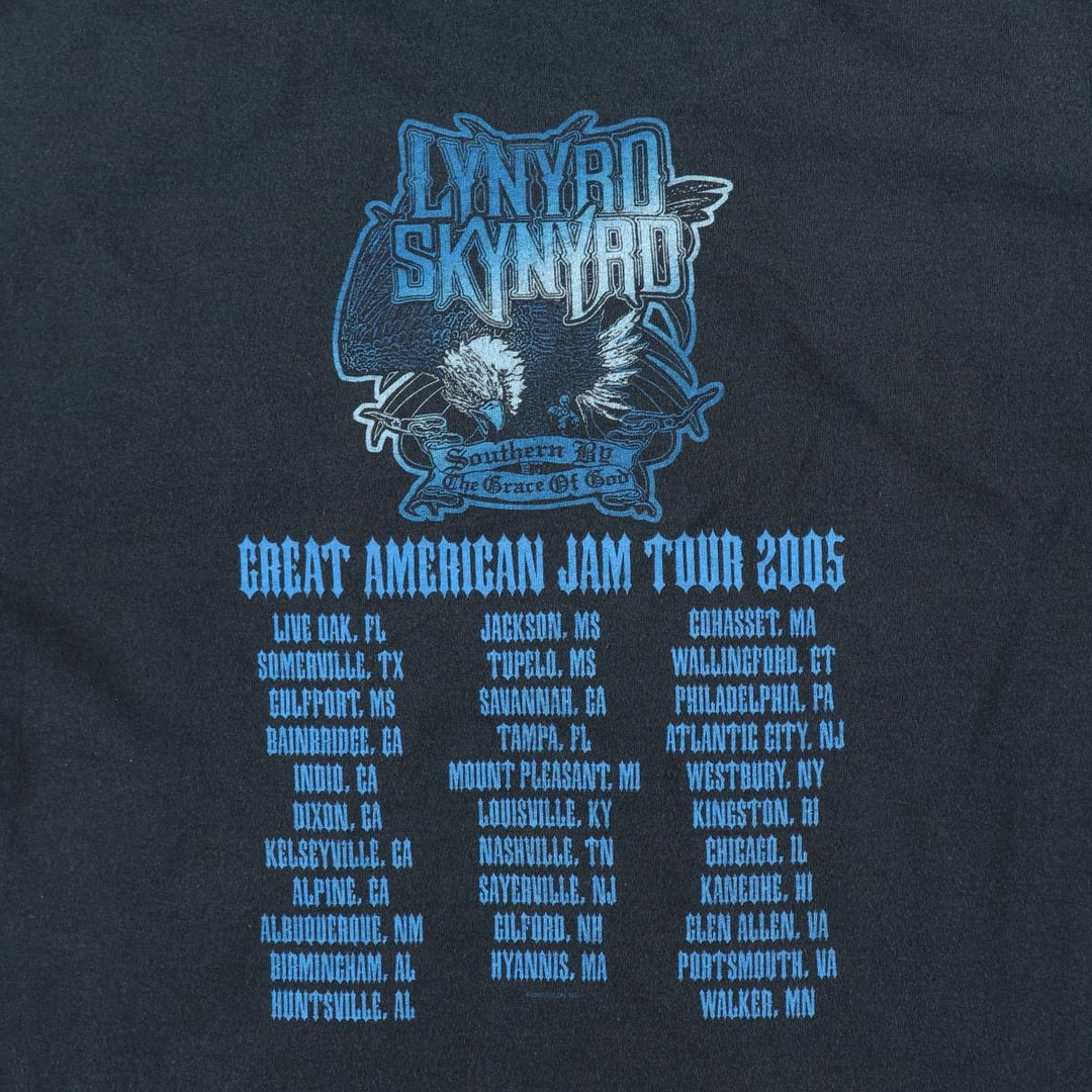 2000'S Lynyrd Skynyrd band t-shirt, skull pattern, eagle pattern, men's size L. unclear black type Vintage Second Hand