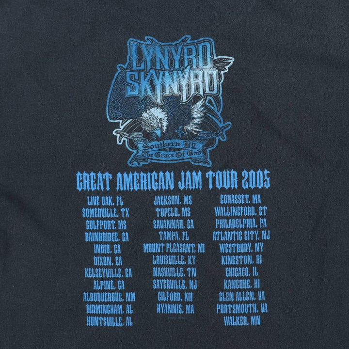 2000'S Lynyrd Skynyrd band t-shirt, skull pattern, eagle pattern, men's size L. unclear black type Vintage Second Hand