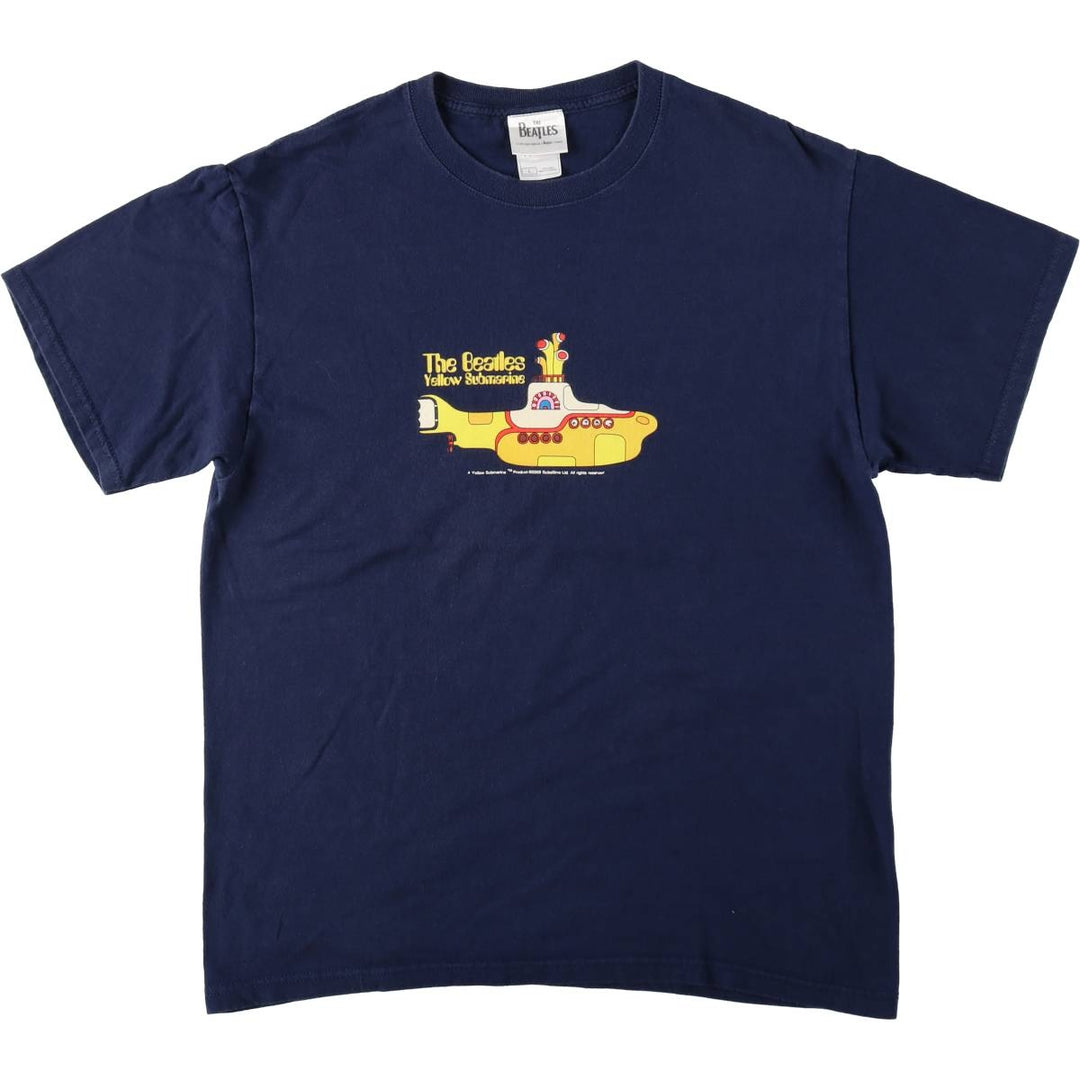 2000'S Fruit of the Loom The Beatles Band T-shirt (Men's size L equivalent) cotton navy blue type Vintage Second Hand