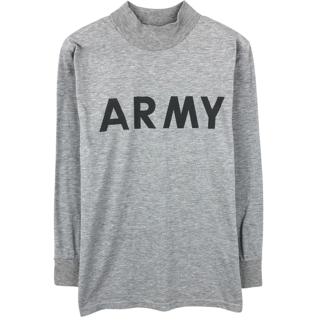 2000'S US Military Issue IPFU Training Mock Neck Long-Sleeve T-Shirt, Made in USA, Size Small (Equivalent to Men's S) polyester gray type Vintage Second Hand