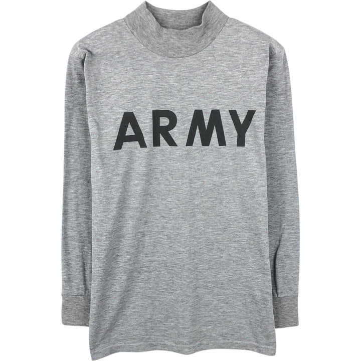 2000'S US Military Issue IPFU Training Mock Neck Long-Sleeve T-Shirt, Made in USA, Size Small (Equivalent to Men's S) polyester gray type Vintage Second Hand