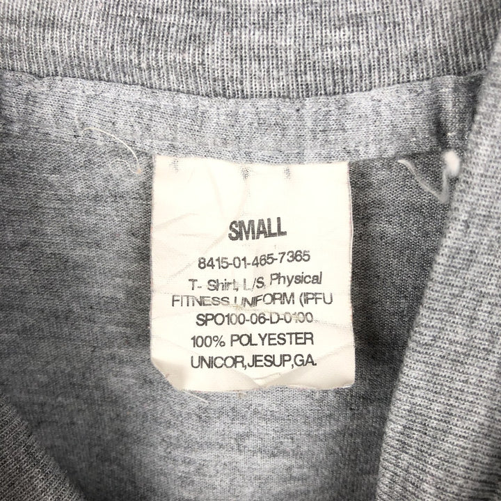 2000'S US Military Issue IPFU Training Mock Neck Long-Sleeve T-Shirt, Made in USA, Size Small (Equivalent to Men's S) polyester gray type Vintage Second Hand