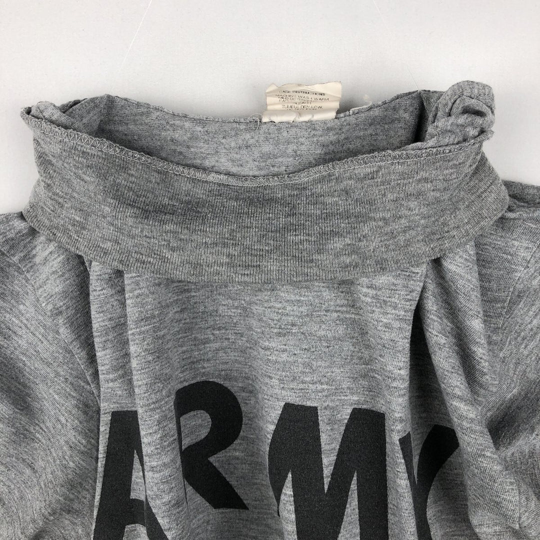 2000'S US Military Issue IPFU Training Mock Neck Long-Sleeve T-Shirt, Made in USA, Size Small (Equivalent to Men's S) polyester gray type Vintage Second Hand