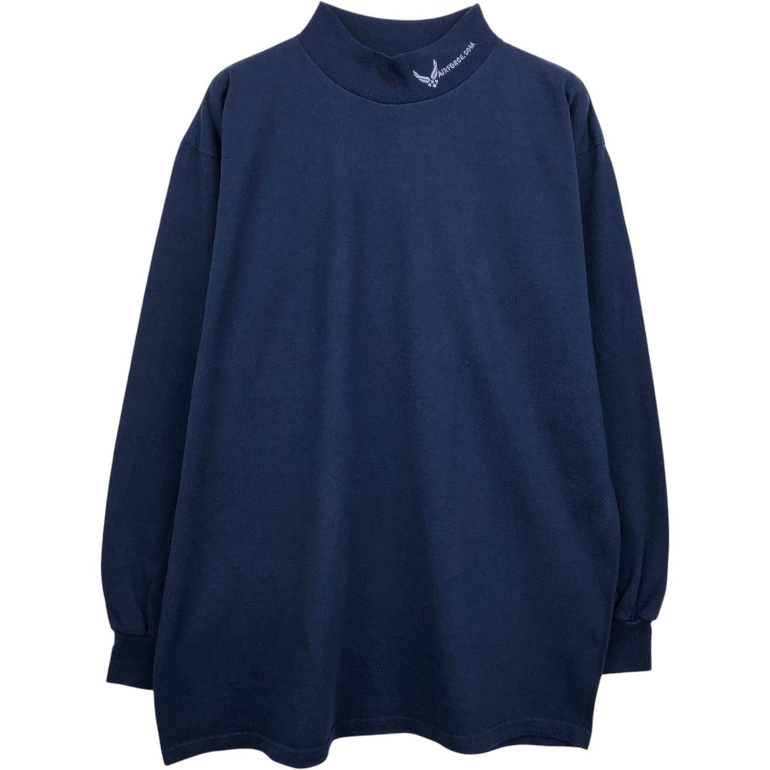 Volunteer Knit Apparel Military High-Neck Long-Sleeve T-Shirt, Made in USA, Men's XL Equivalent cotton navy blue type Vintage Second Hand