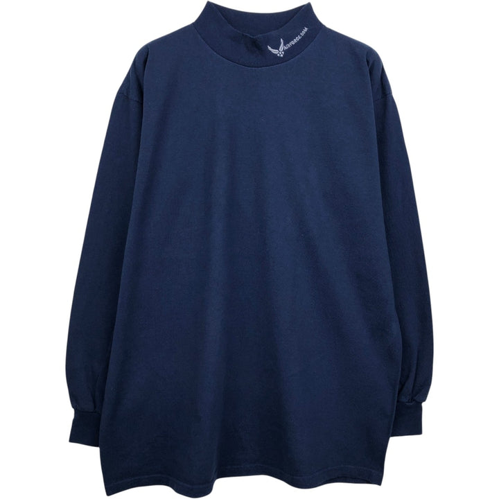 Volunteer Knit Apparel Military High-Neck Long-Sleeve T-Shirt, Made in USA, Men's XL Equivalent cotton navy blue type Vintage Second Hand