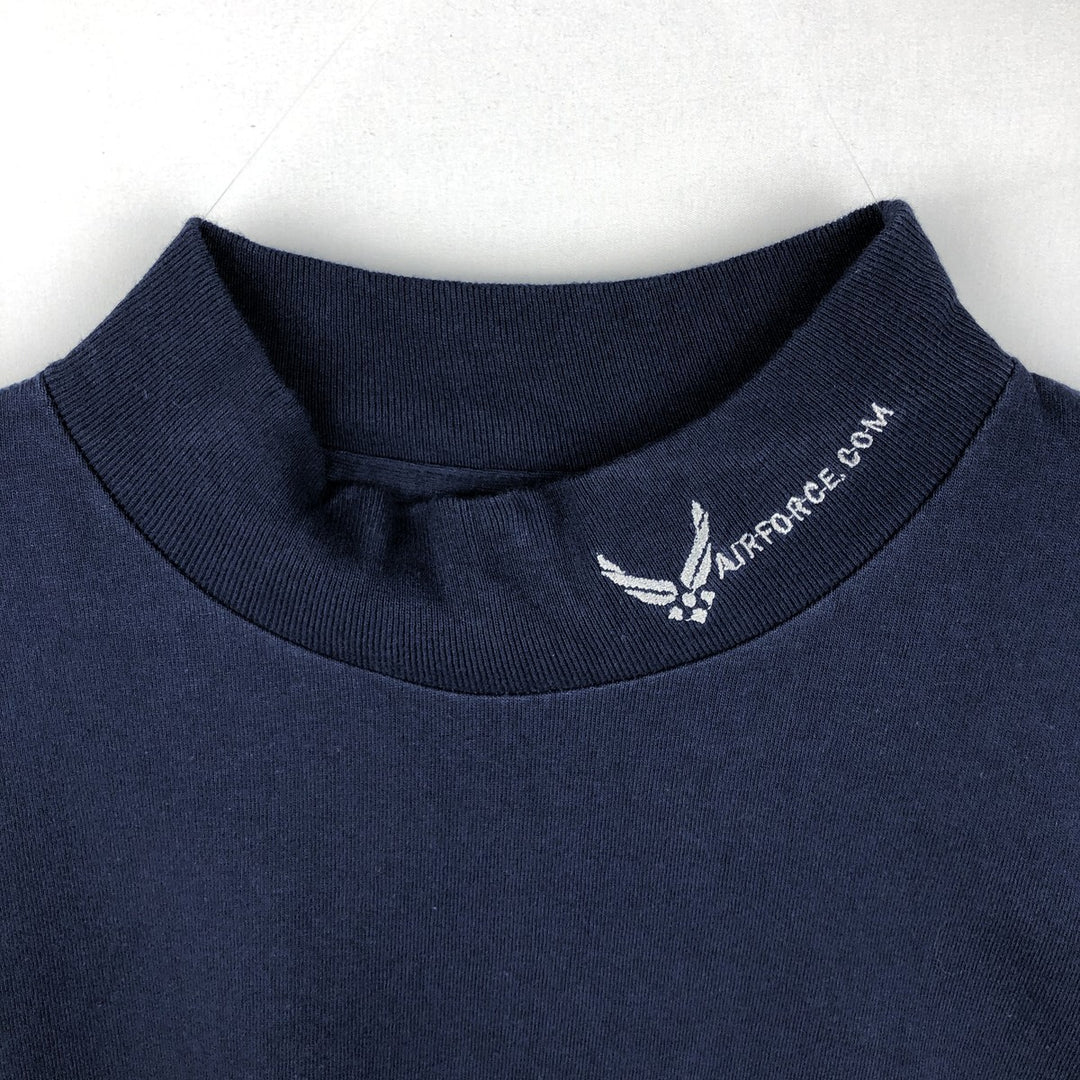 Volunteer Knit Apparel Military High-Neck Long-Sleeve T-Shirt, Made in USA, Men's XL Equivalent cotton navy blue type Vintage Second Hand