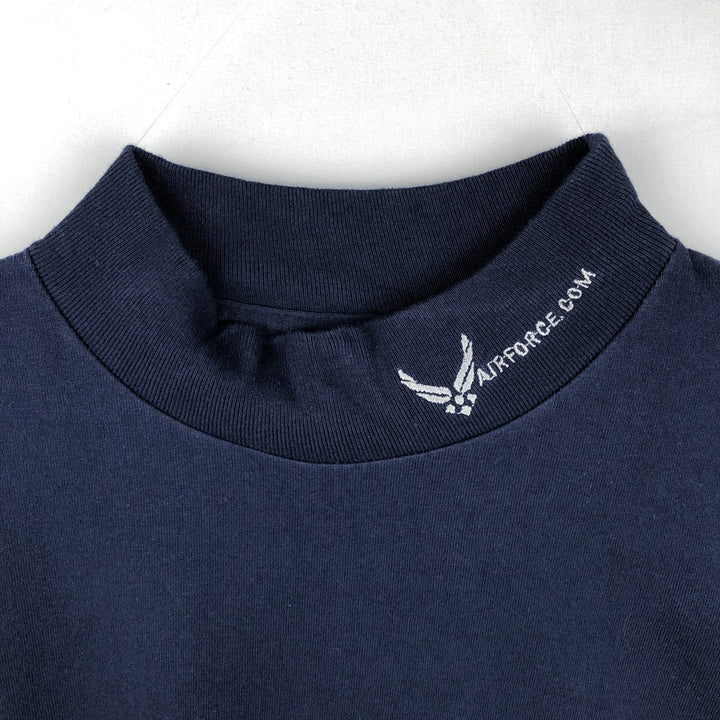 Volunteer Knit Apparel Military High-Neck Long-Sleeve T-Shirt, Made in USA, Men's XL Equivalent cotton navy blue type Vintage Second Hand