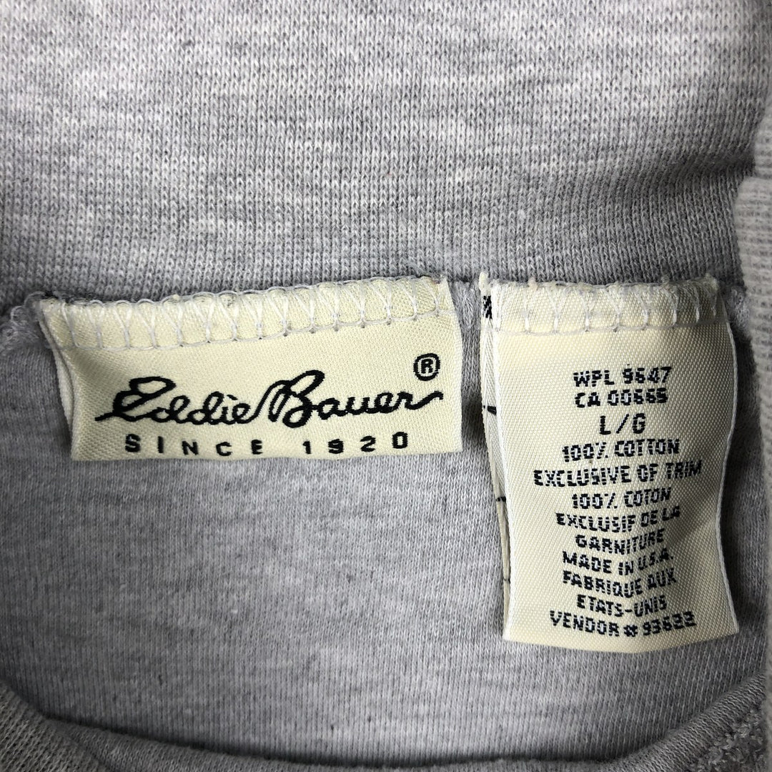 Eddie Bauer turtleneck long-sleeve t-shirt, made in USA, men's size L equivalent. cotton gray type Vintage Second Hand
