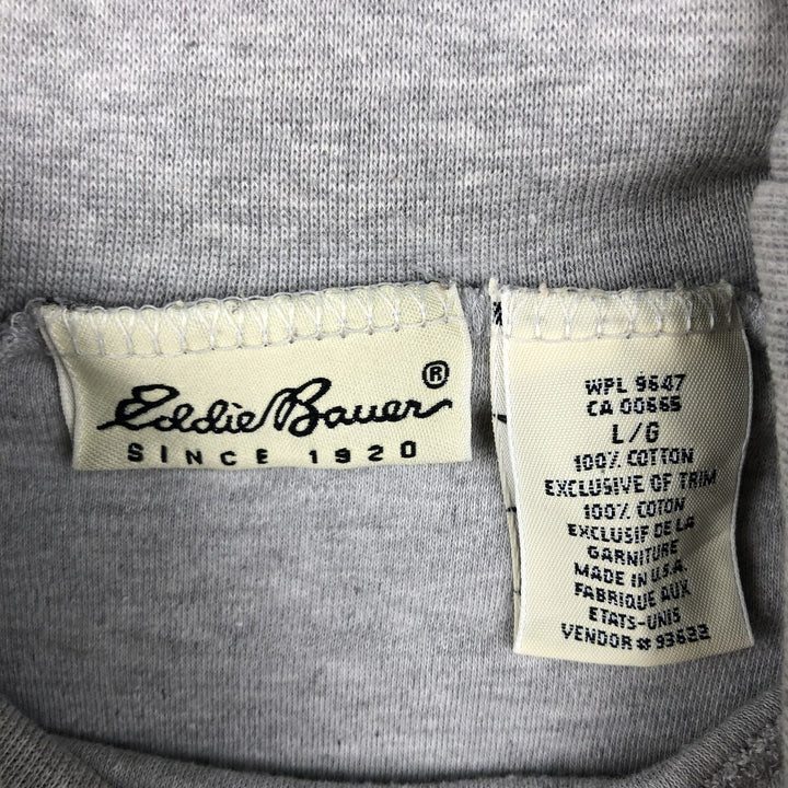 Eddie Bauer turtleneck long-sleeve t-shirt, made in USA, men's size L equivalent. cotton gray type Vintage Second Hand